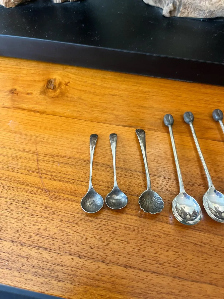 Antique Silver Plated Spoons & Napkin Ring - Image 3