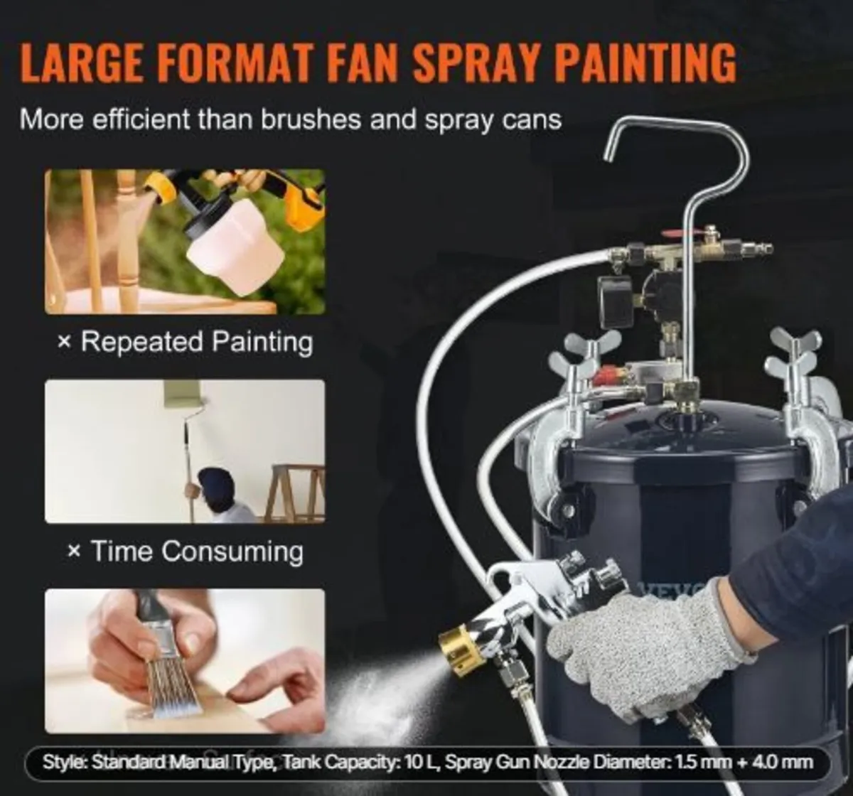 Spray Paint Pressure Pot Tank, 10L/2.5gal Air - Image 2