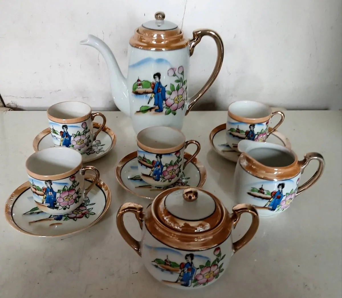 Vintage Japanese Coffee/Expresso Porcelain Set - Image 2
