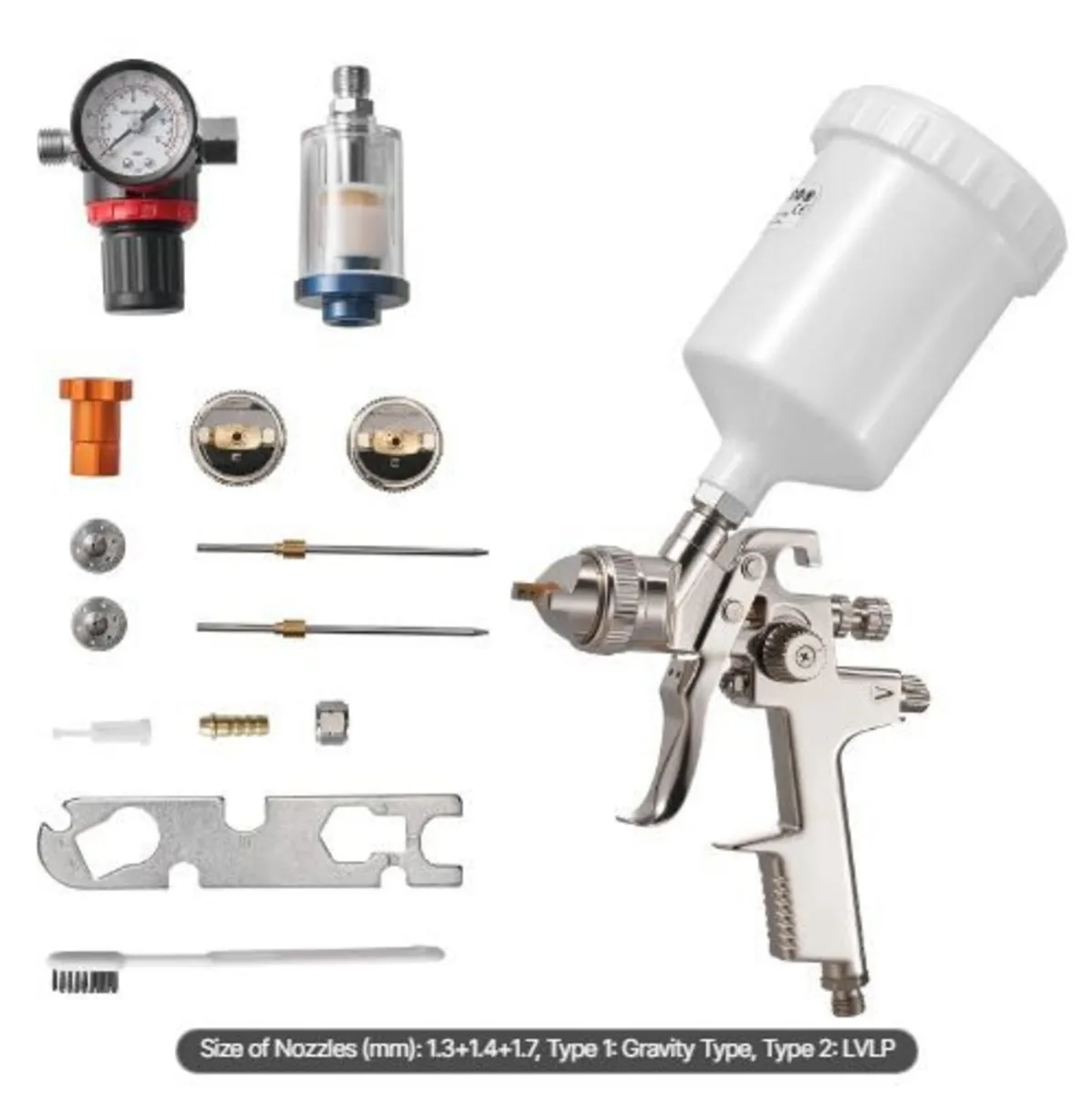 LVLP Air Spray Gun, Gravity Feed Paint - Image 3