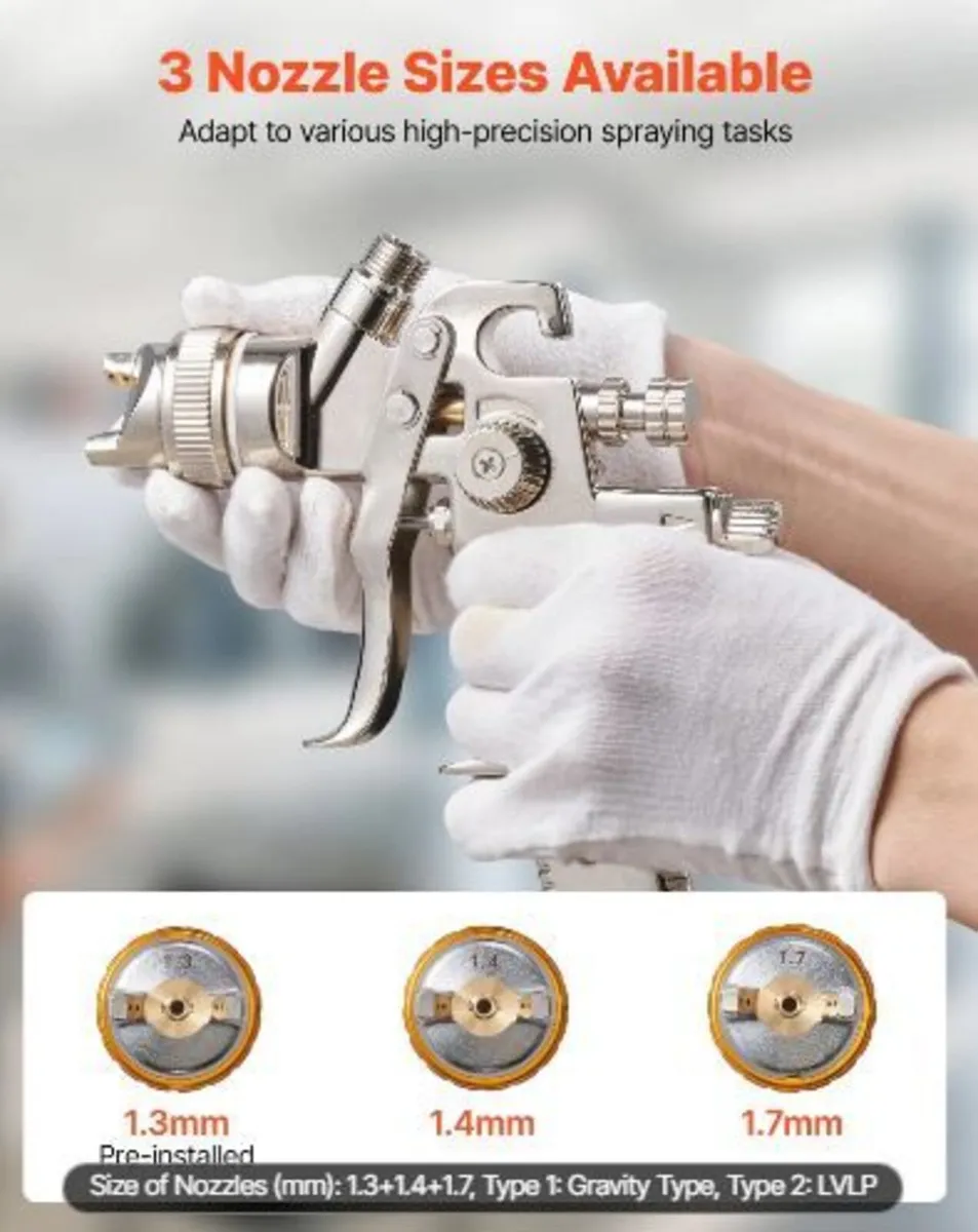LVLP Air Spray Gun, Gravity Feed Paint - Image 4
