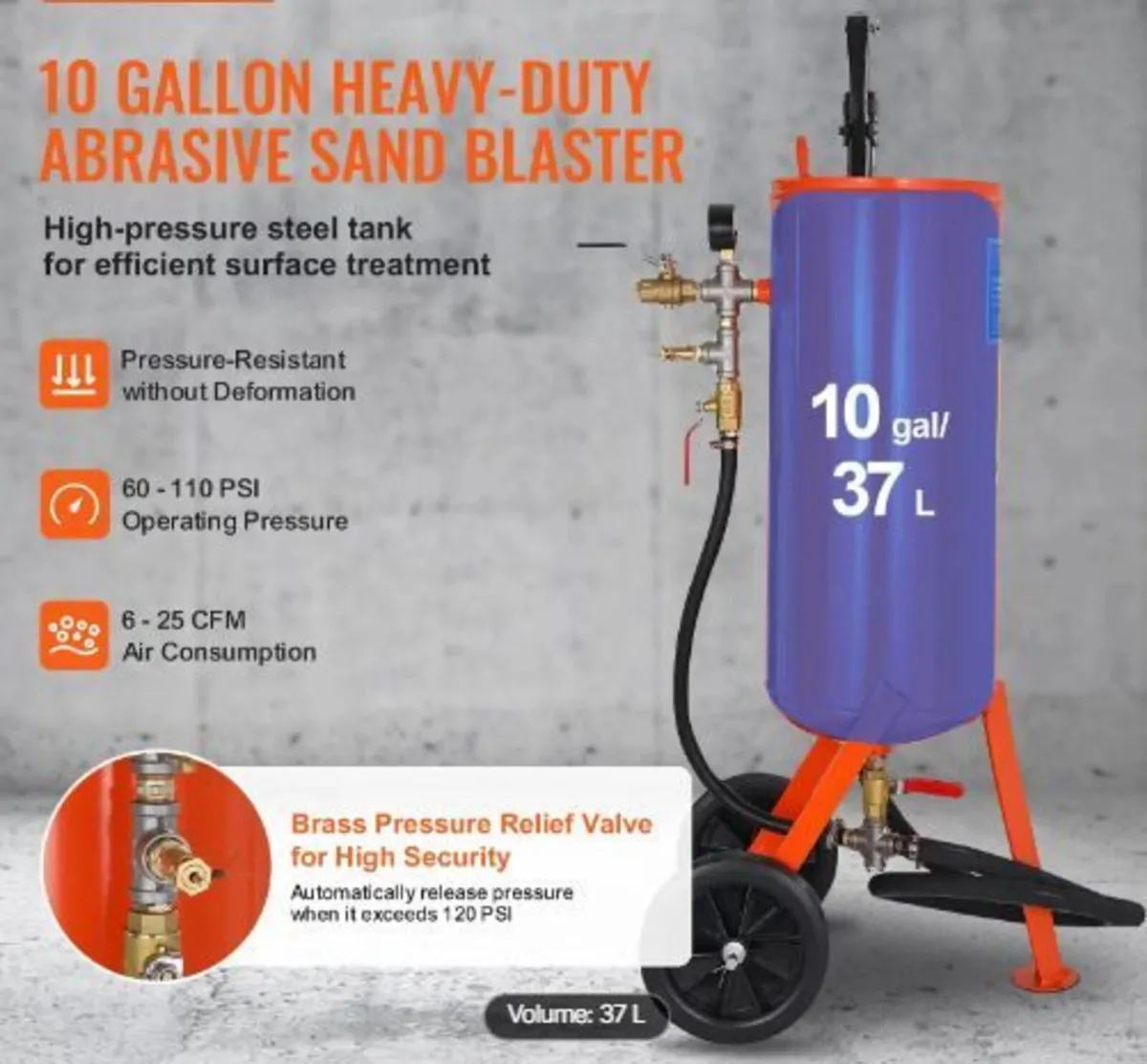 37.9 L Heavy-Duty Sand Blaster - Image 2