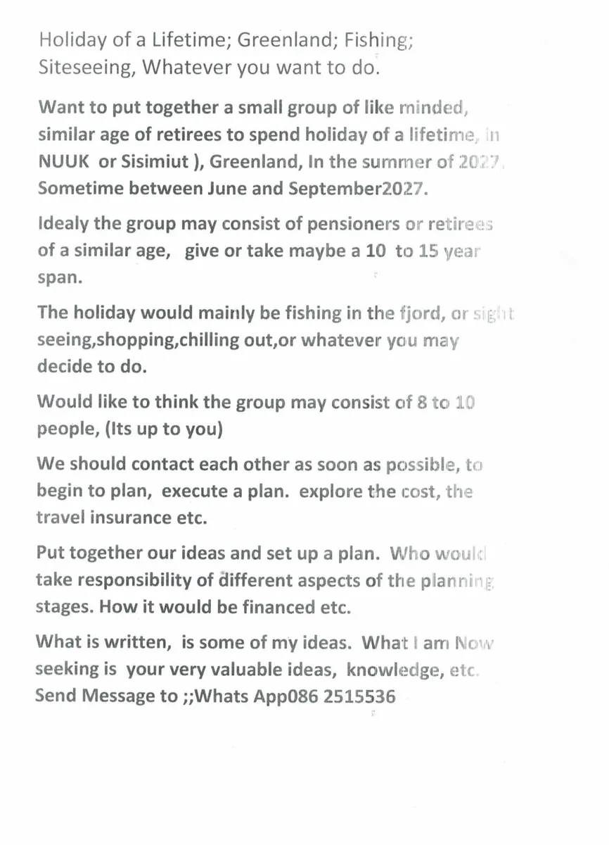 Holiday for Pensioners and Retirees