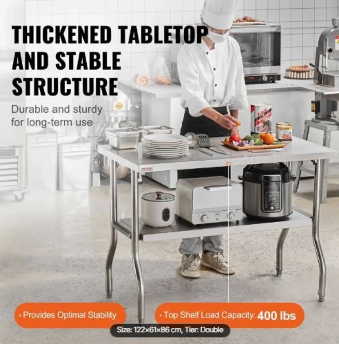 Commercial Worktable Workstation 121.9x61 cm Fold - Image 1