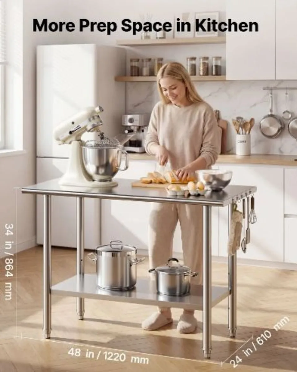 Stainless Steel Work Table, 61x122 cm Food - Image 2