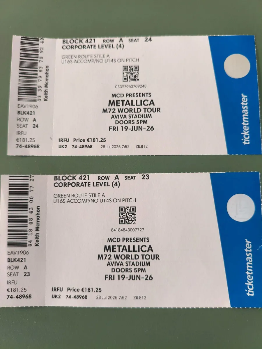 Metallica tickets - Image 1