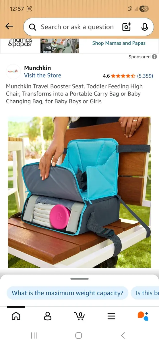 Munchkin travel booster seat - Image 1