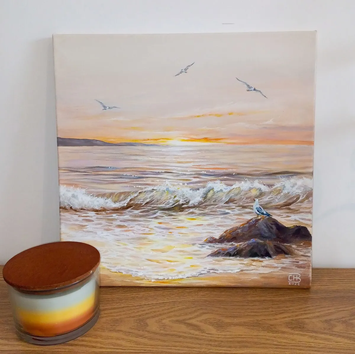 Original Seascape Painting 40x40cm - Image 4