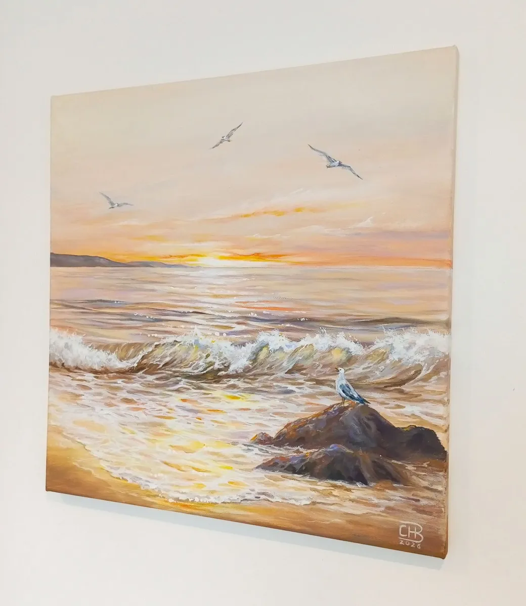 Original Seascape Painting 40x40cm - Image 3