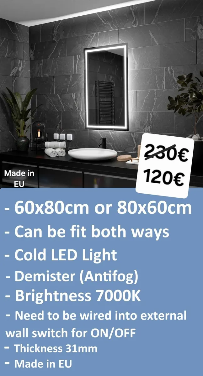 LED Bathroom Mirror Ensuite Makeup Vanity Brigth - Image 1