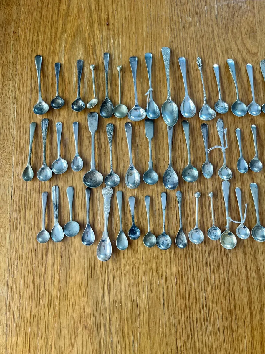 Antique Small Condiment Spoons x66 - Image 2