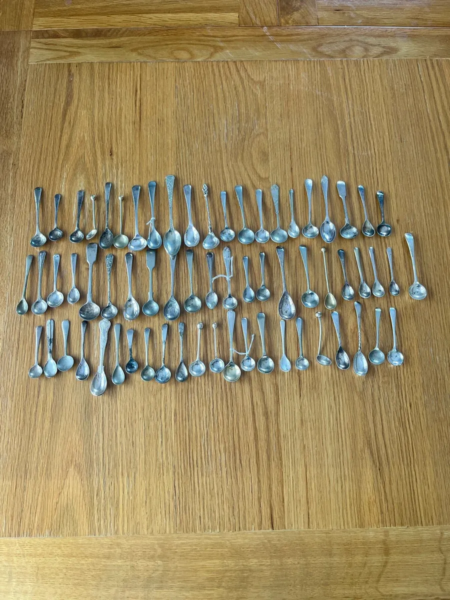 Antique Small Condiment Spoons x66 - Image 1