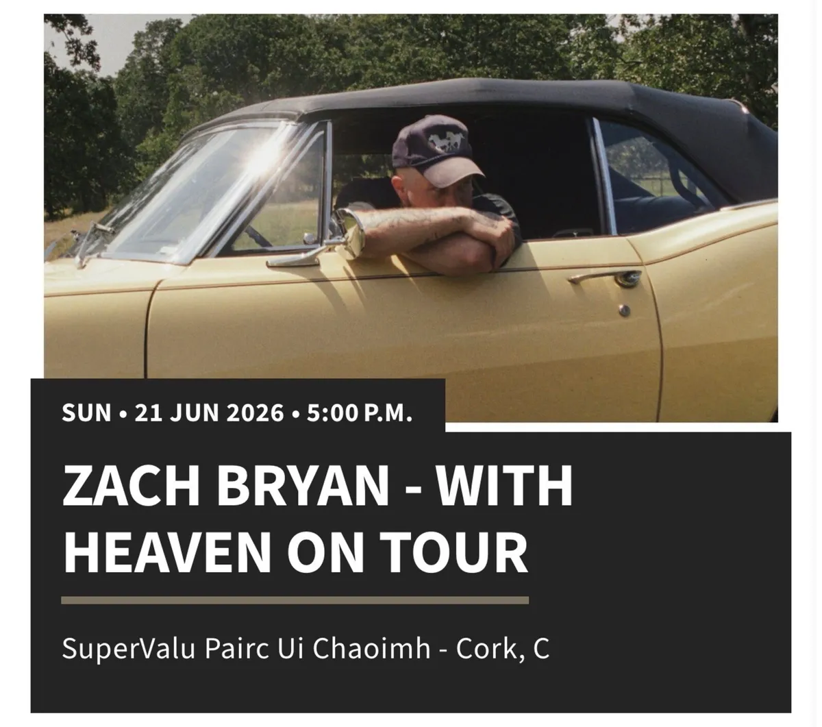 Zack Bryan Tickets Sunday - Image 1