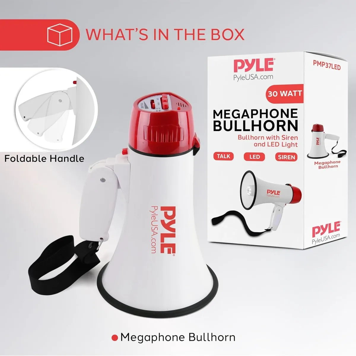 Megaphone Speaker with Siren, 30W Loud Portable Bu