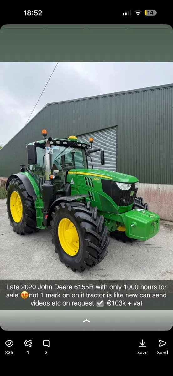 6155R John Deere  as New 1000 Hrs - Image 1