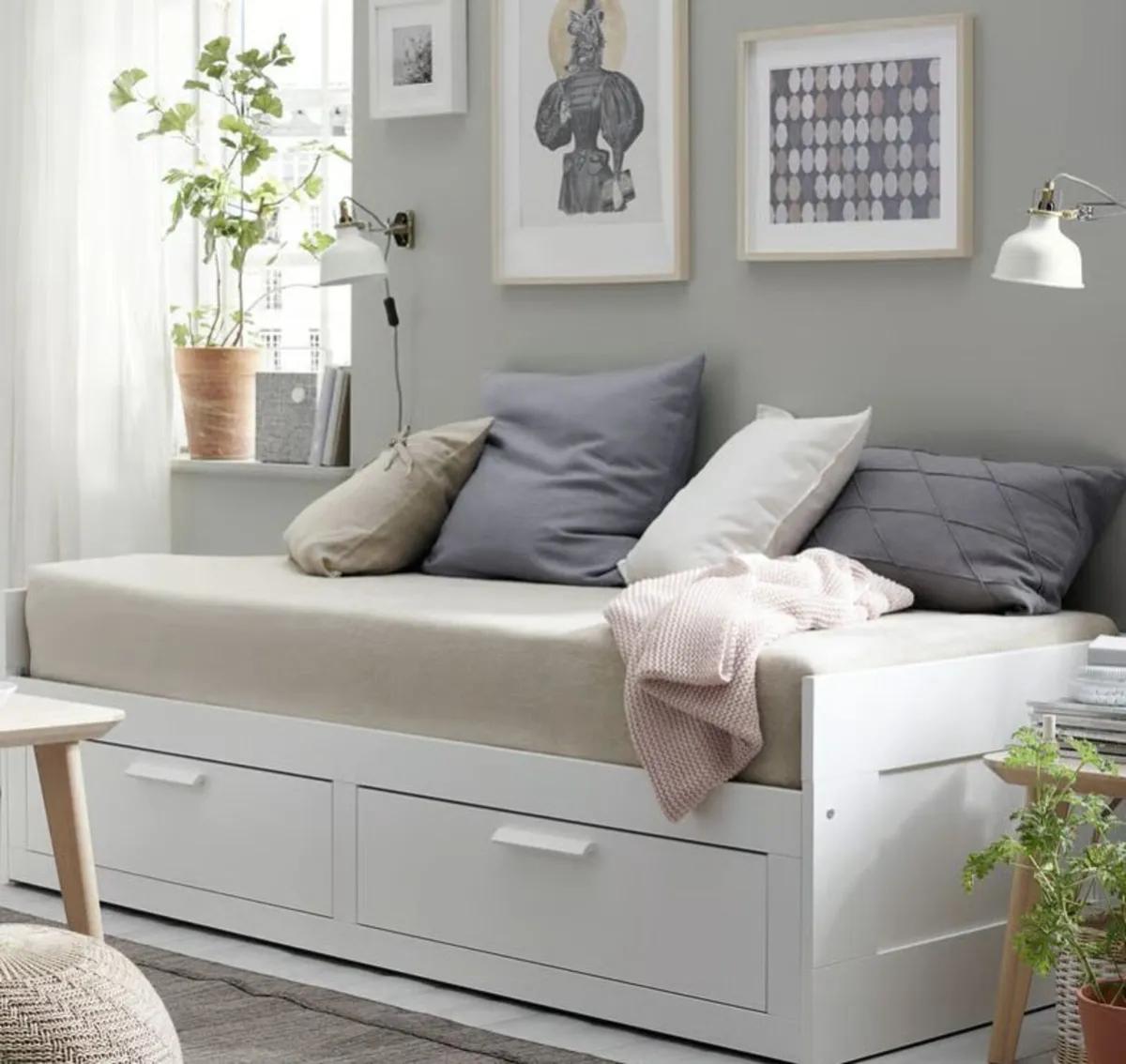 Ikea Day Bed - Double - Brimnes - 2 drawers - Image 3
