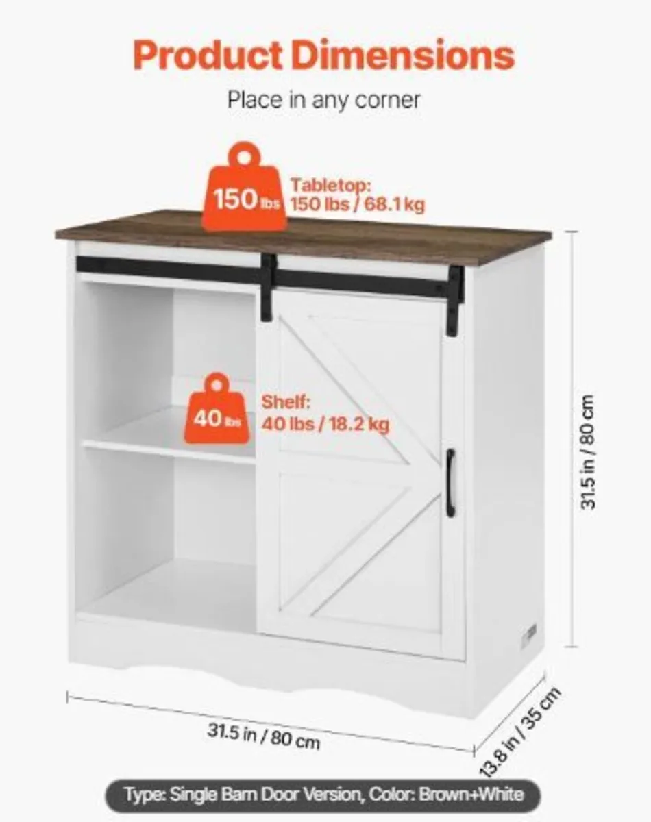 Coffee Bar Cabinet, 31.5 x 13.8 x 31.5 in - Image 2
