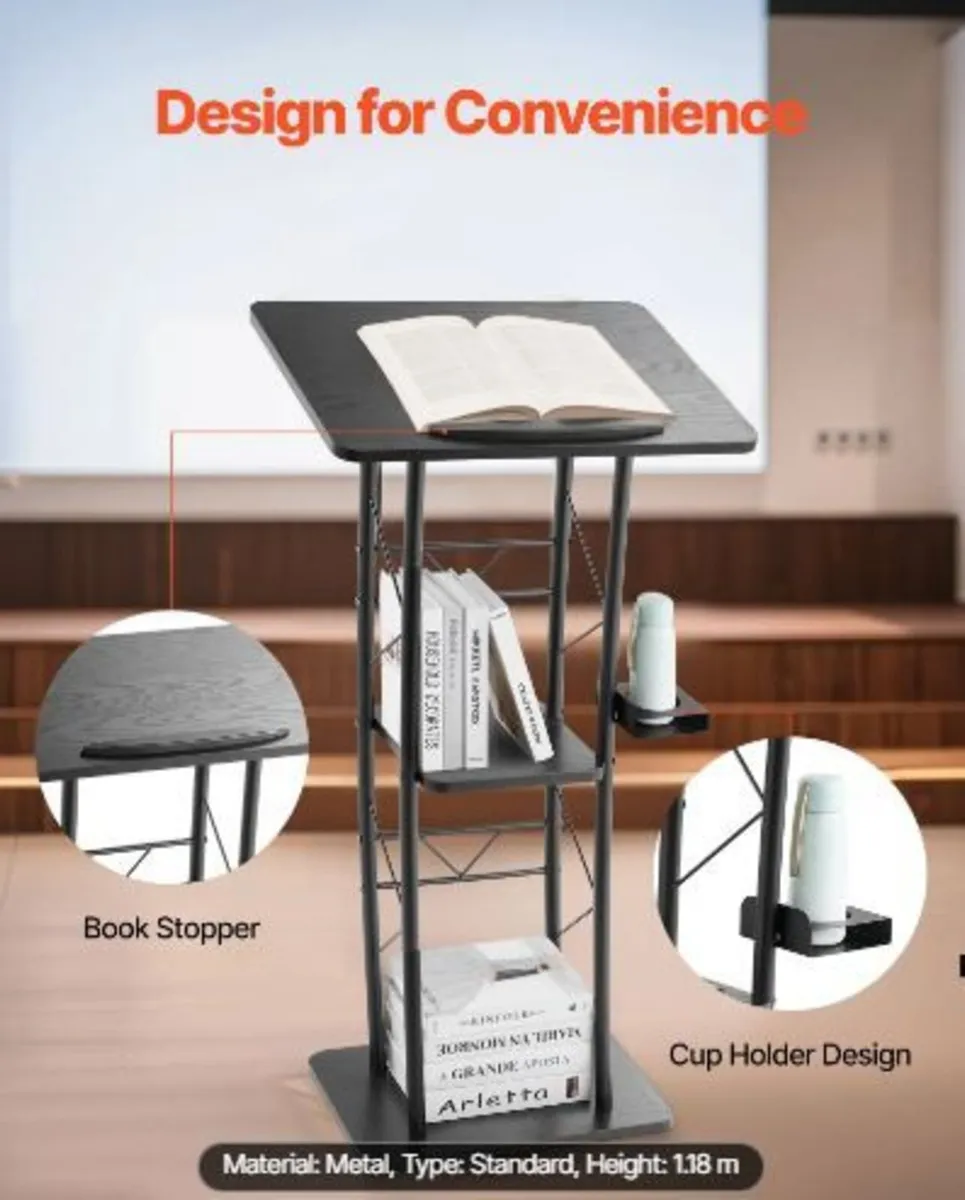 Podium Stand, 1180 mm Metal Lectern - Image 2