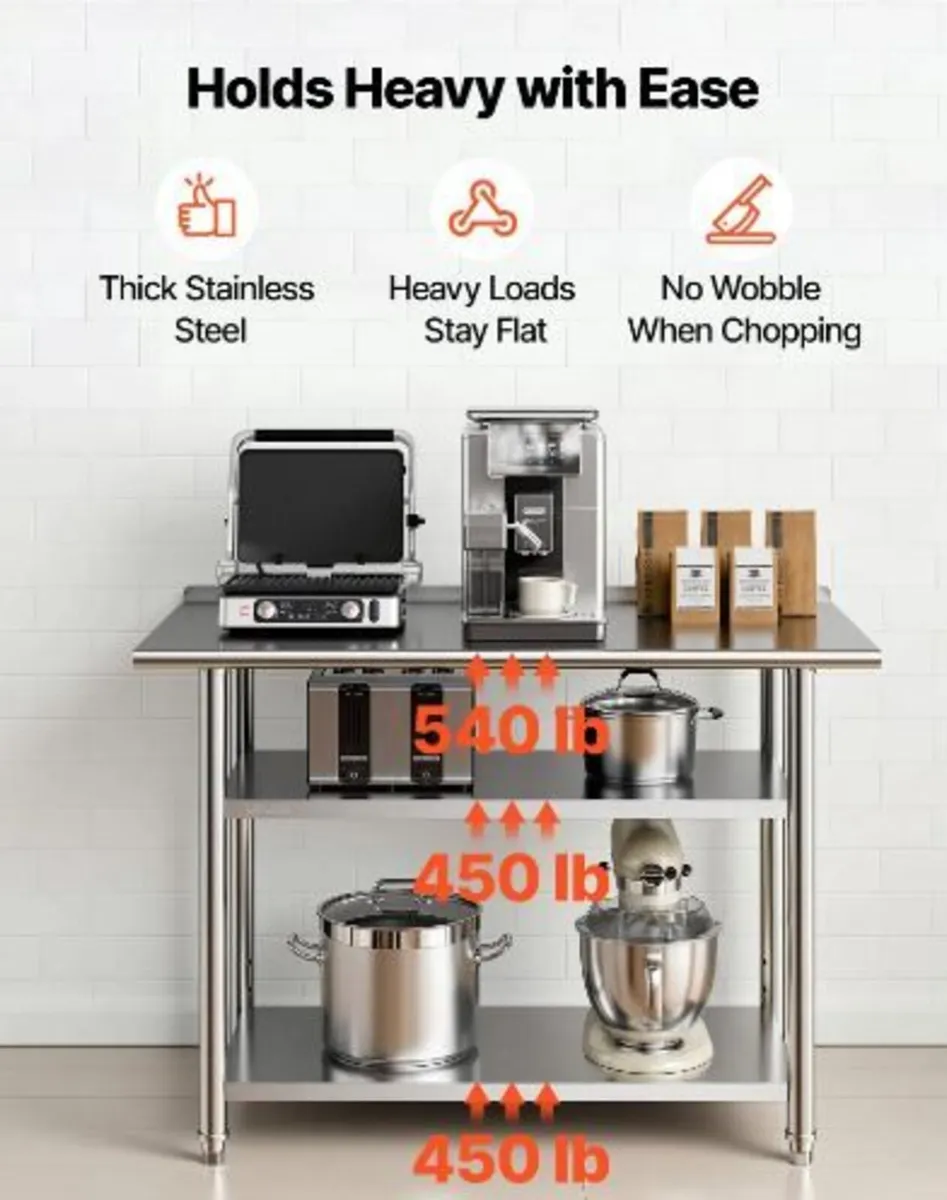 Stainless Steel Work Table, 61x122 cm - Image 3
