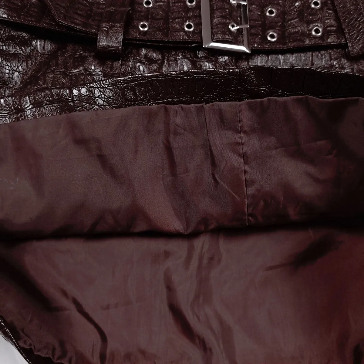 Miss Selfridge Brown Croc Mini Skirt 8UK/36EU - Image 4