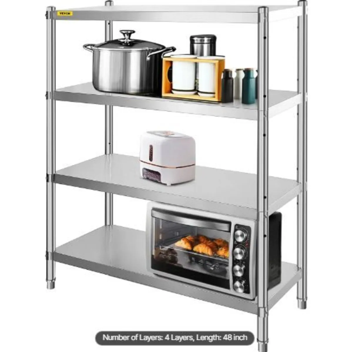 Stainless Steel Shelving, 118.9 x 47 cm 4 Tier Adj - Image 3
