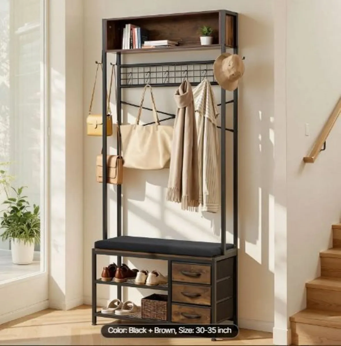Hall Tree, 1800 mm Coat Rack with Shoe - Image 4