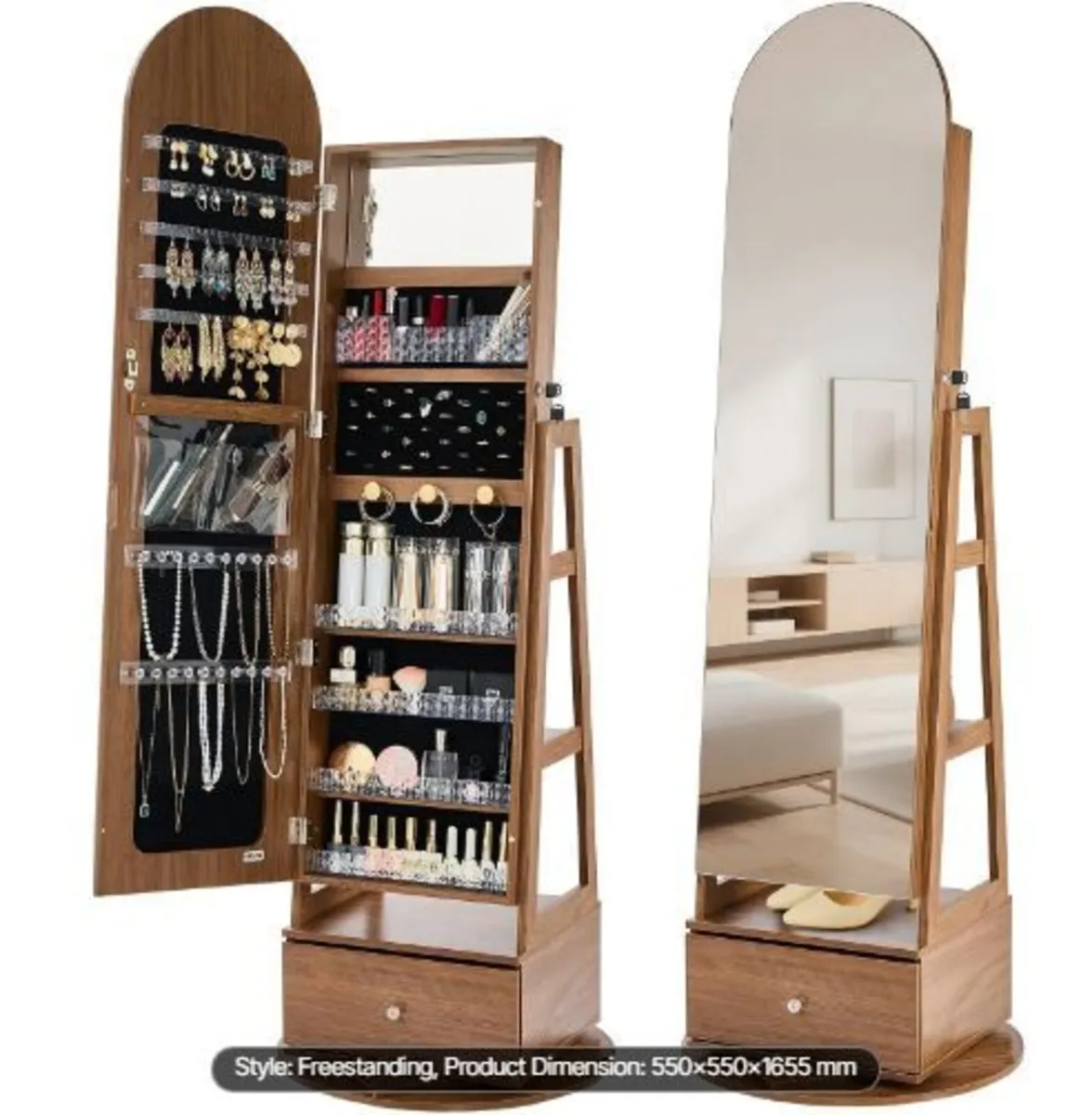 360° Swivel Jewelry Cabinet, 1655 mm Tall - Image 1