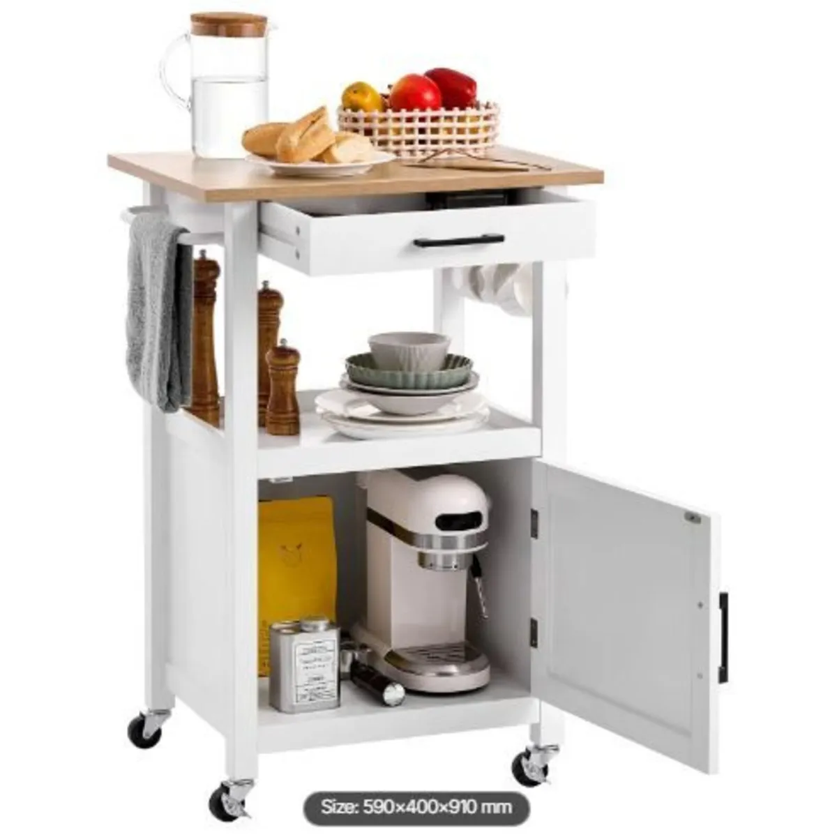 Kitchen Island Cart with Single Door Cabinet - Image 1