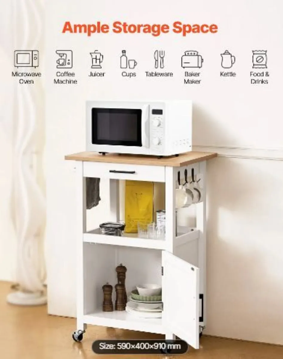 Kitchen Island Cart with Single Door Cabinet - Image 2