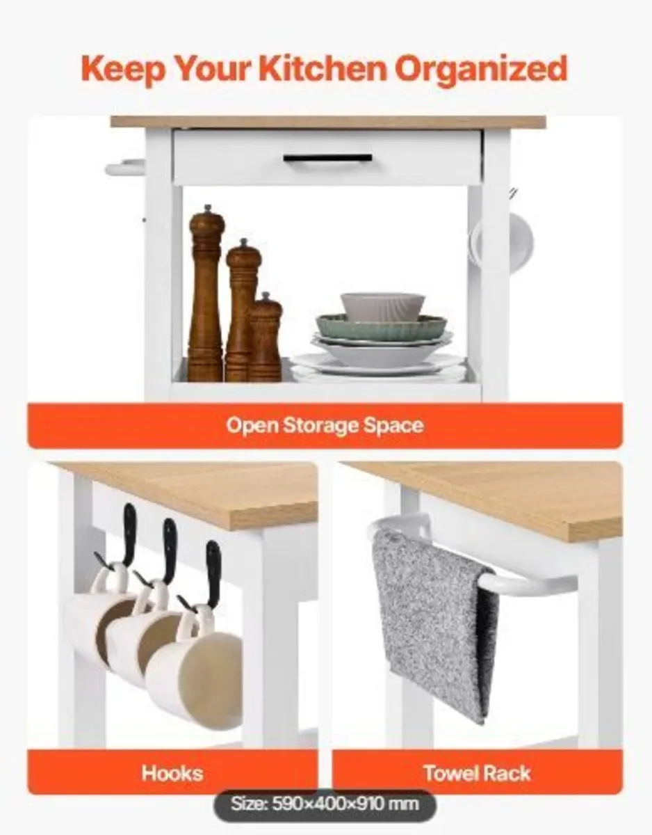 Kitchen Island Cart with Single Door Cabinet - Image 4