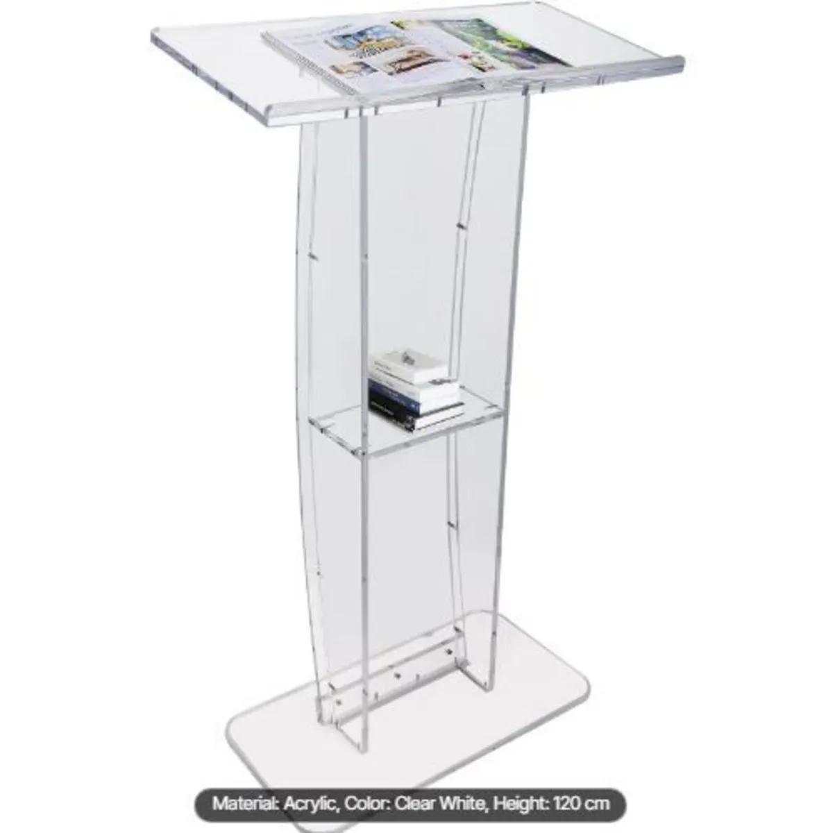 Acrylic Podium, 119 cm Tall, Clear Acrylic - Image 1