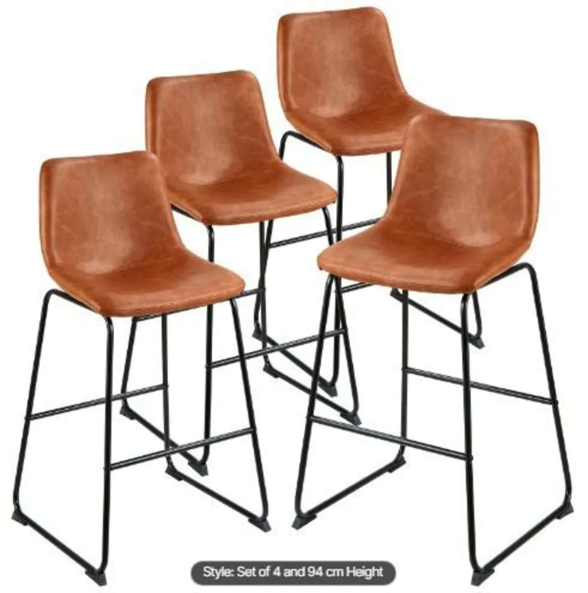 Bar Stool Set of 4, 65cm Counter Height Stools - Image 1