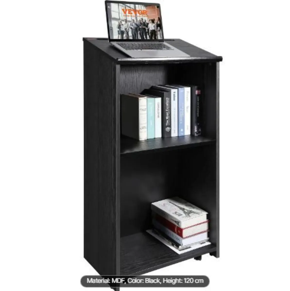 Podium Stand, 119 cm Hostess Stand with 4 Rolling - Image 1