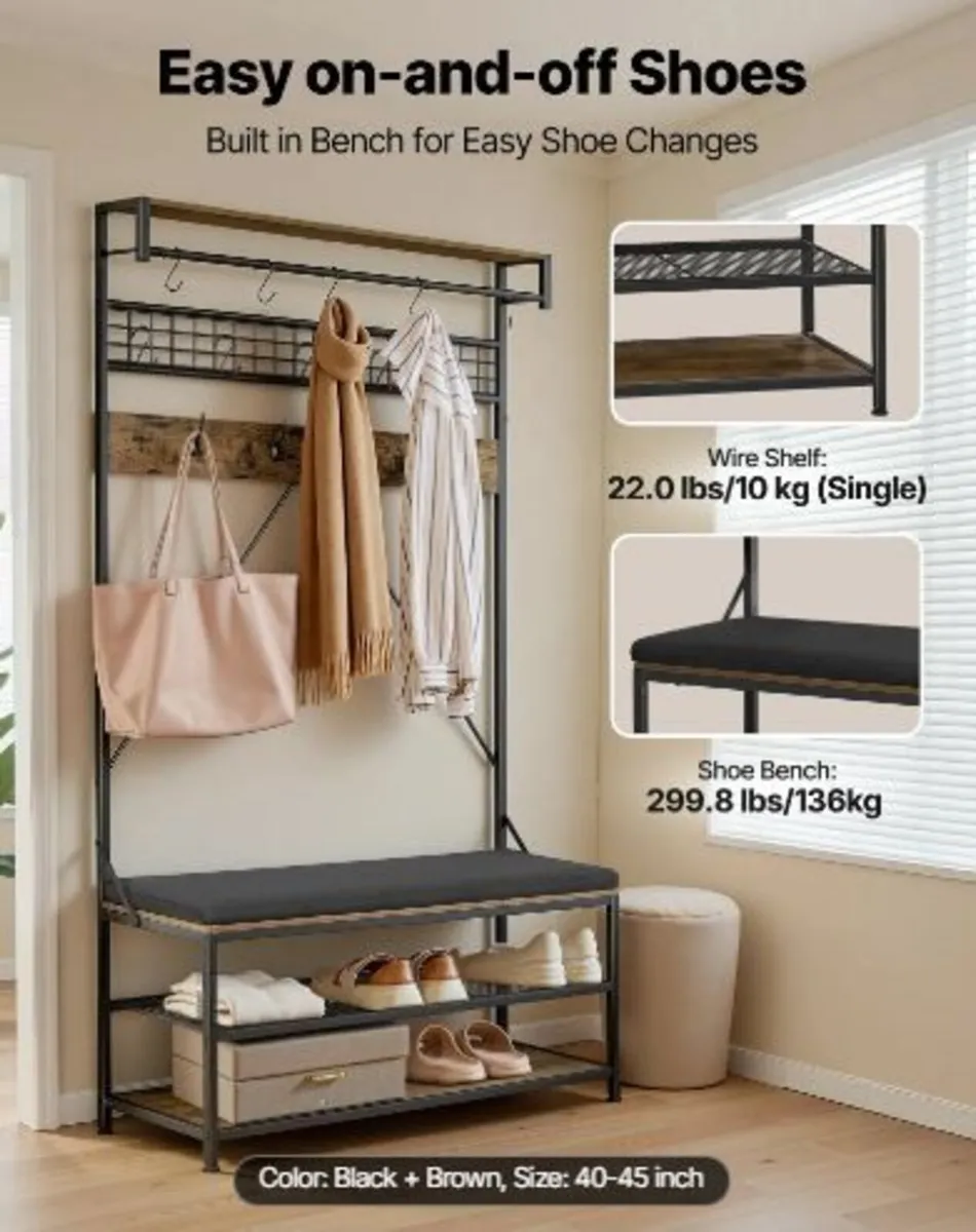 Hall Tree, 1830 mm Coat Rack with Shoe - Image 4