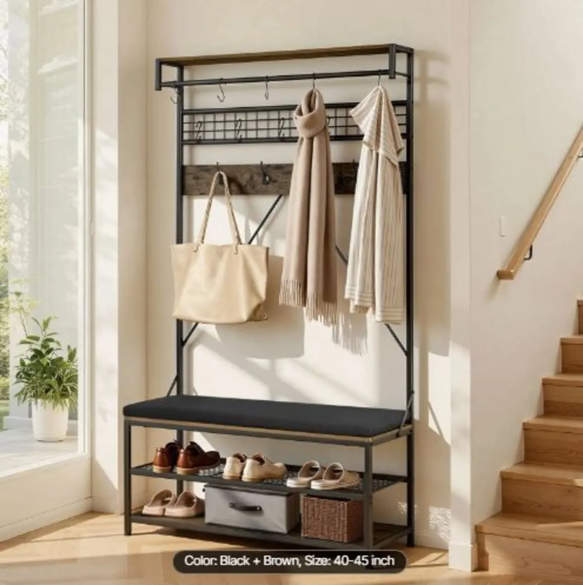 Hall Tree, 1830 mm Coat Rack with Shoe - Image 1