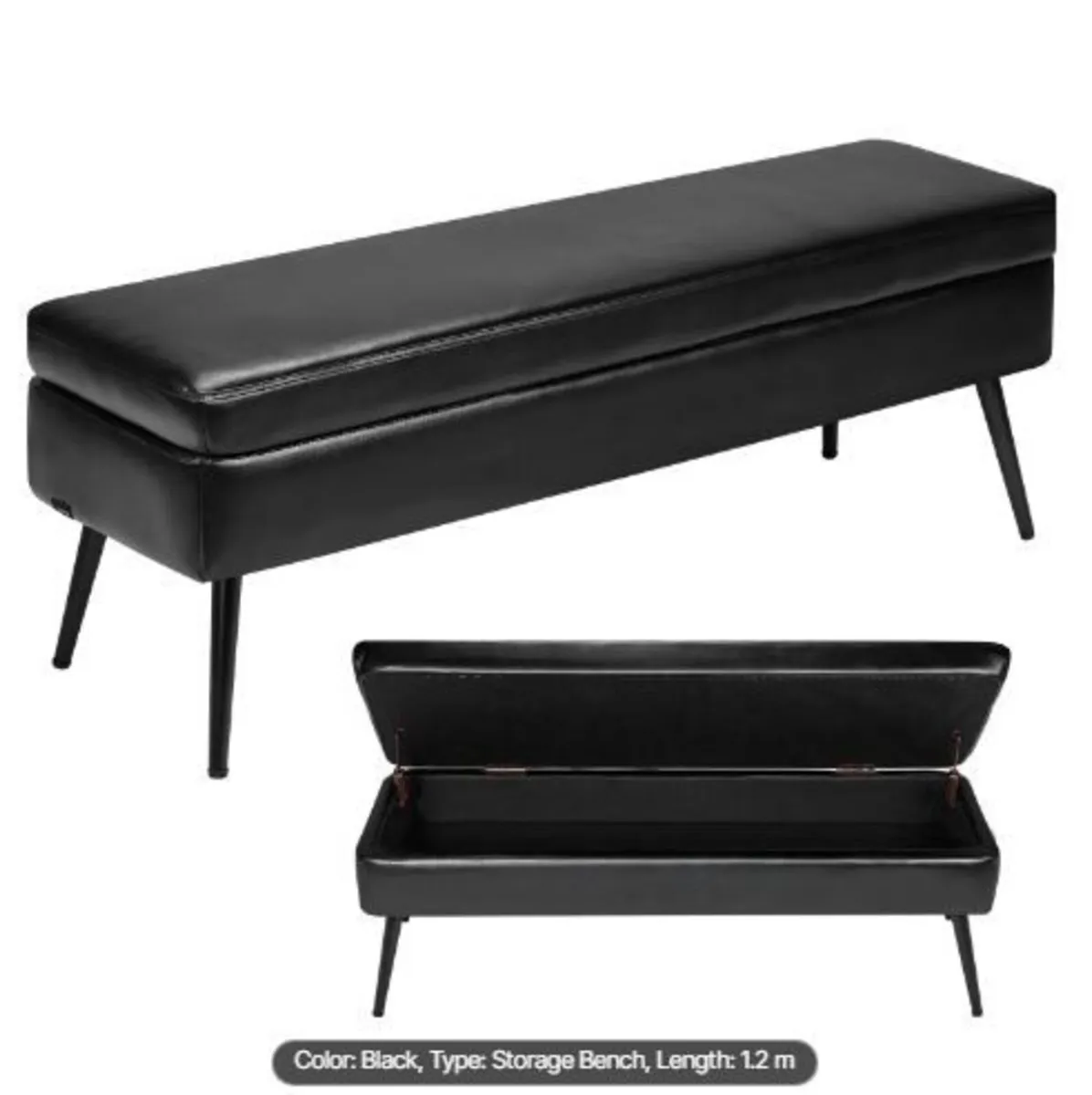 Leather Storage Ottoman Bench - Image 4