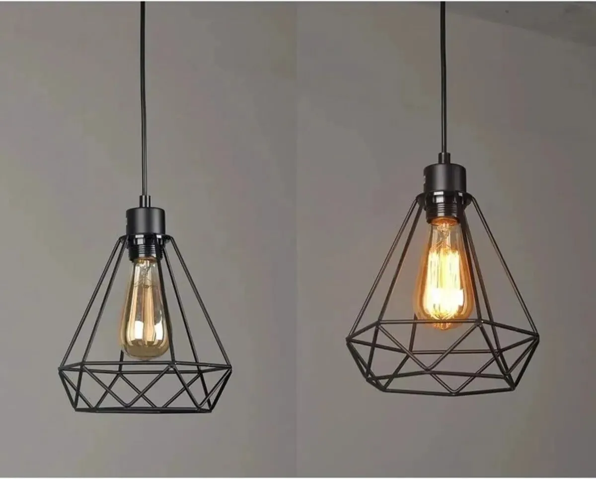 Industrial Vintage 3 Light Cage Ceiling Pendant - Image 4