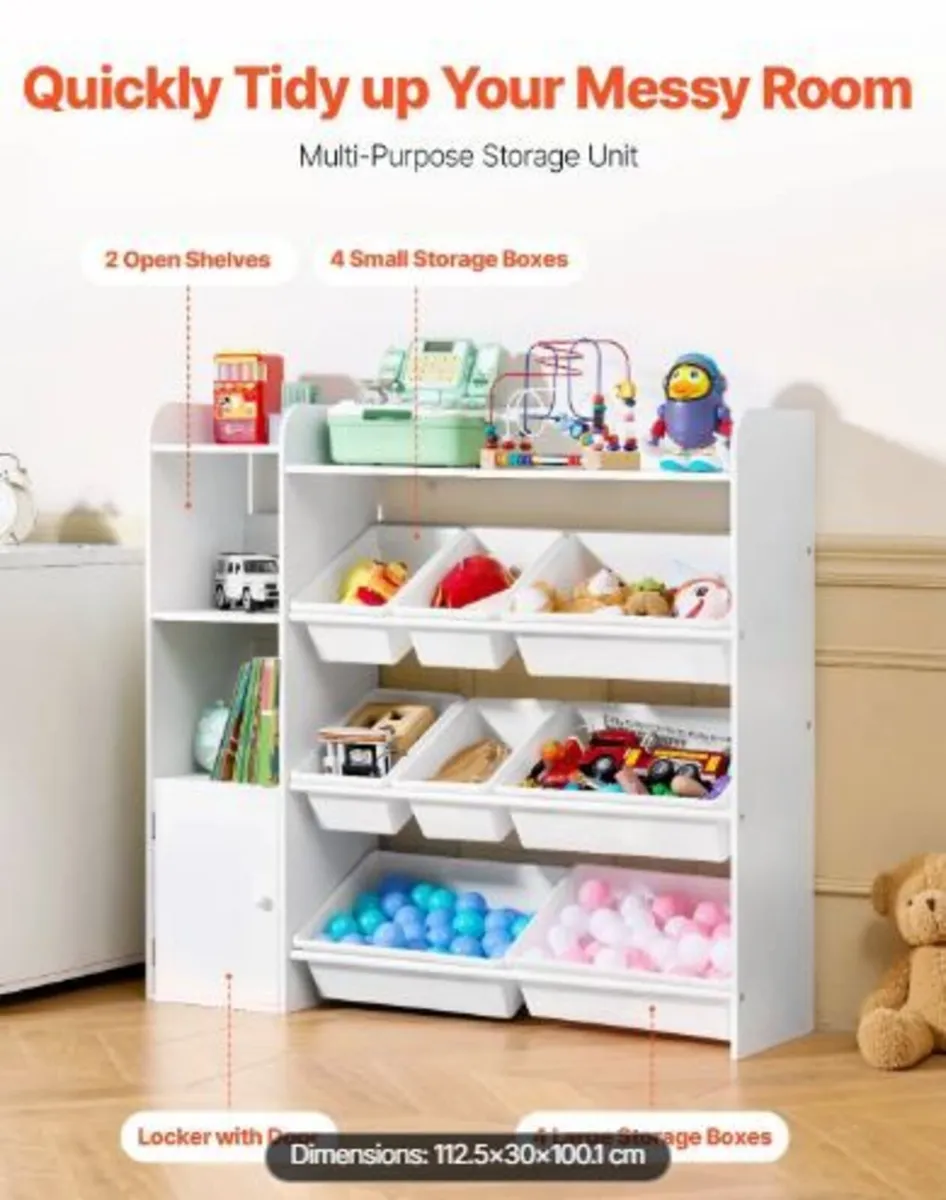 Kids Toy Storage and Bookshelf, 4-Tier Toy - Image 4