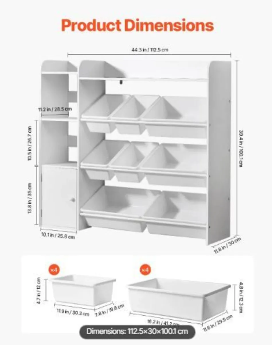 Kids Toy Storage and Bookshelf, 4-Tier Toy - Image 1