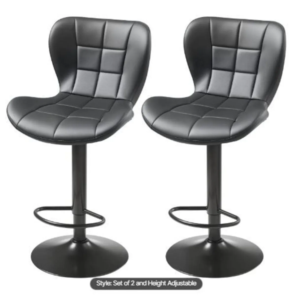 Bar Stool Set of 2, Modern PU Leather - Image 4