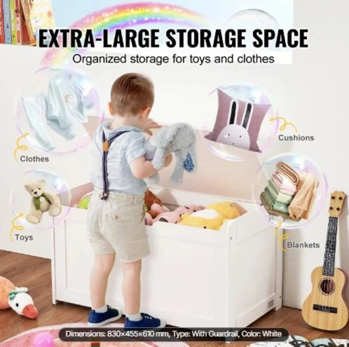 Wooden Toy Chest for Kids, Toddler Toy - Image 3