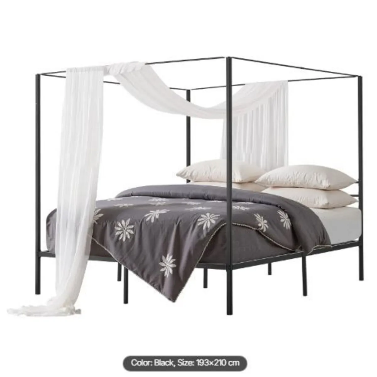 King Size Canopy Bed Frame, Metal Canopy - Image 3