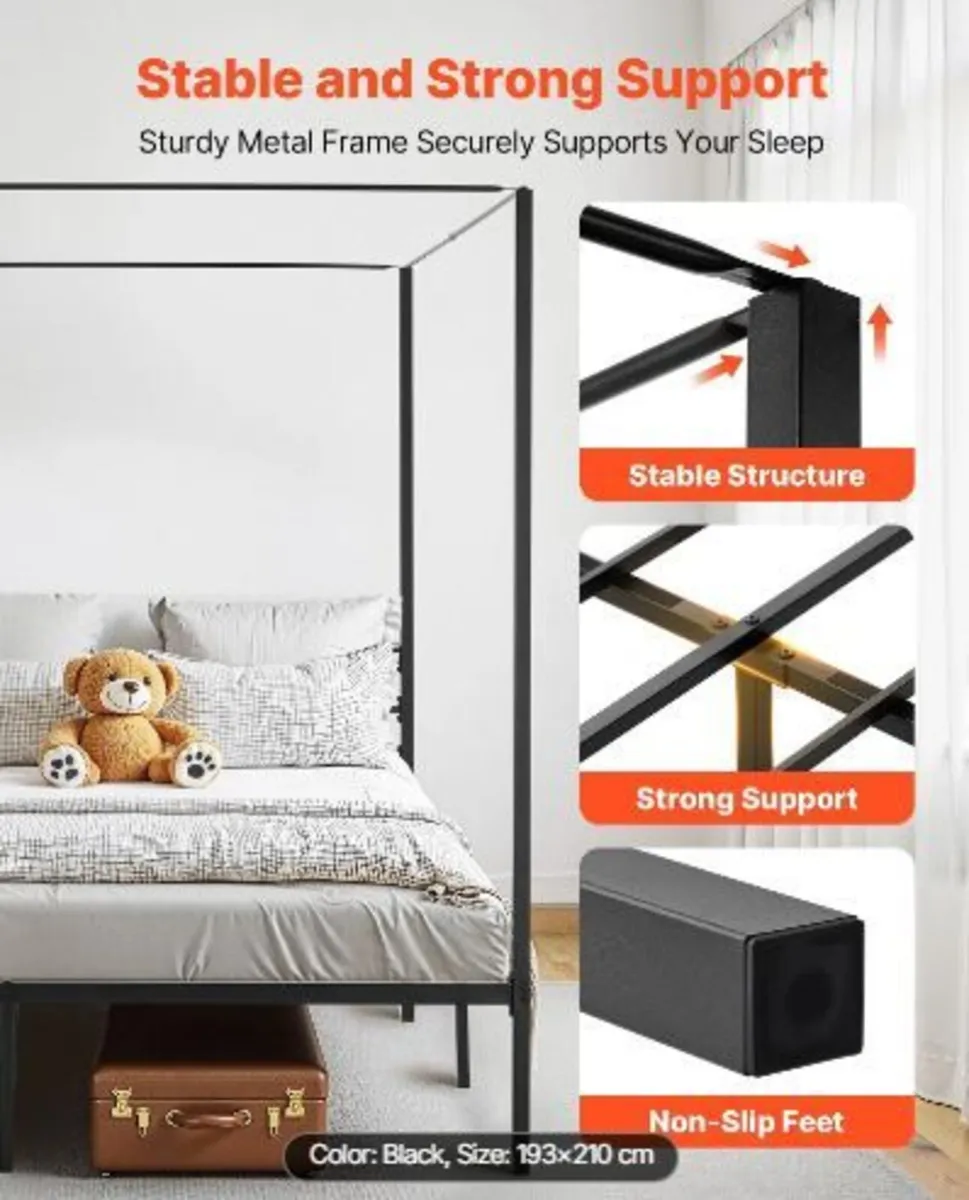 King Size Canopy Bed Frame, Metal Canopy - Image 4