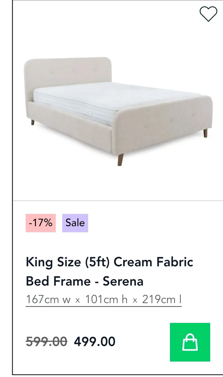 King Frame Bed without mattress