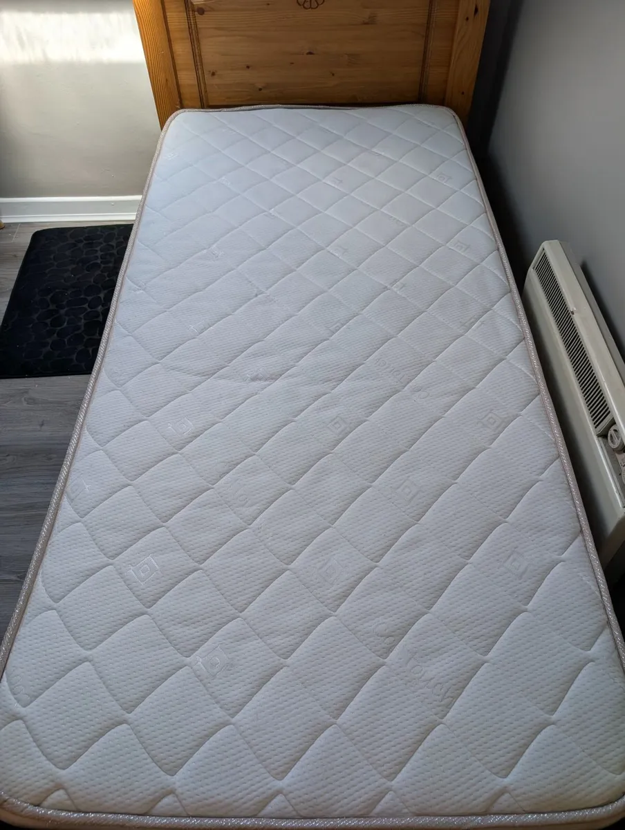 Single Pine Bed and Brand New Mattress - Image 1