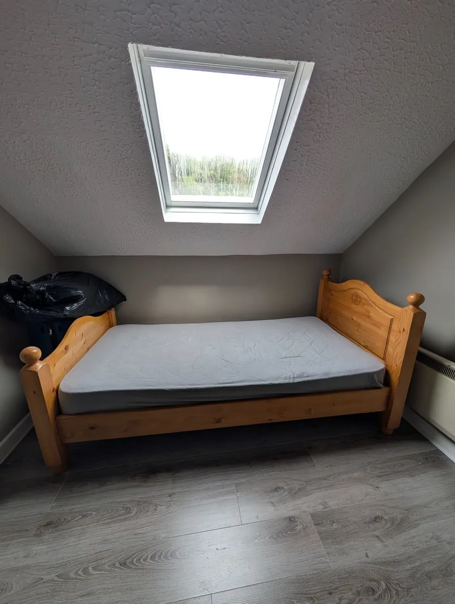 Single Pine Bed and Brand New Mattress - Image 3