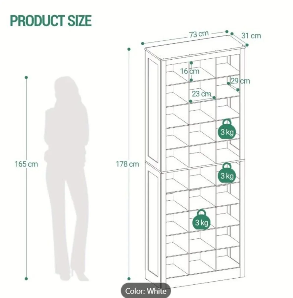 Shoe Storage Unit with 30 Compartments White - Image 3