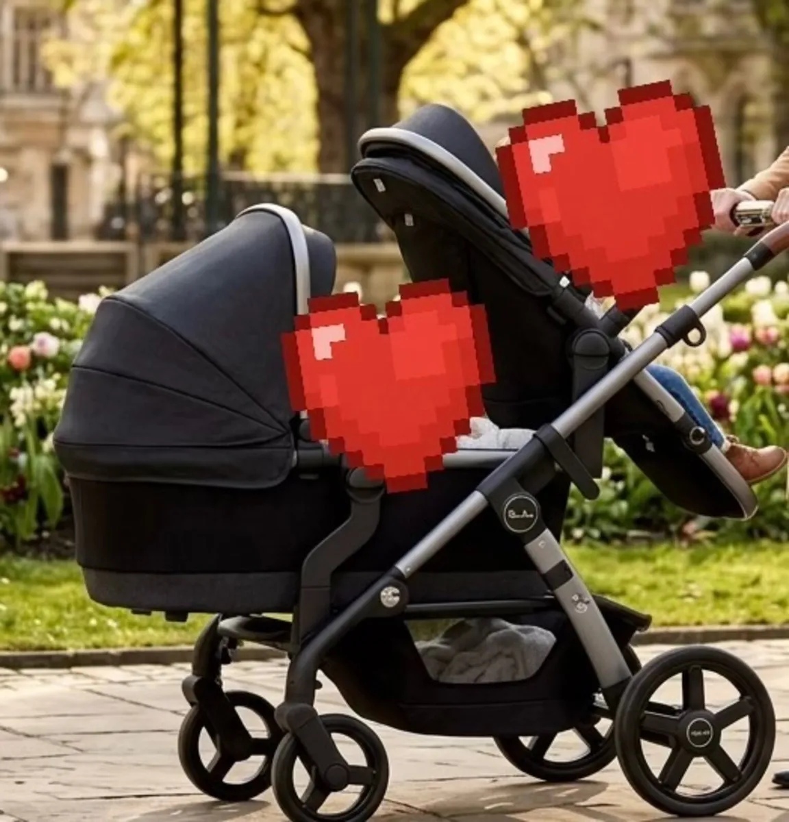 Silver Cross Wave Charcoal Twin Buggy Travel Syste - Image 1