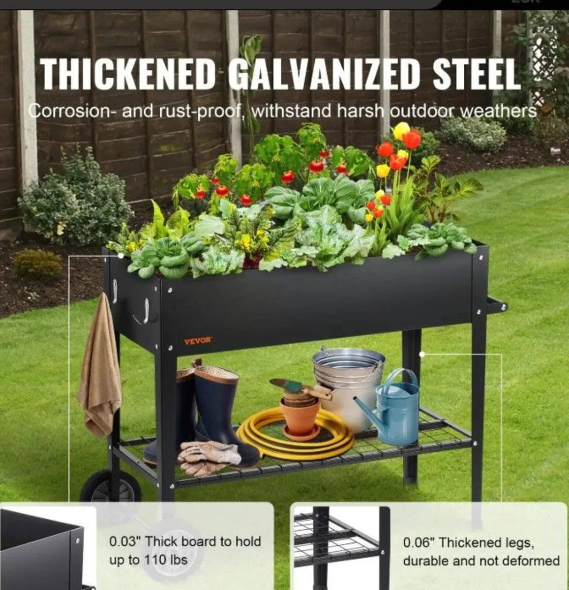 Raised Garden Bed, Galvanized Metal Planter Box - Image 2