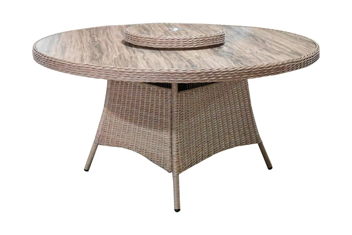 Luxury 6-Seater Round Rattan Garden Dining Set - Image 3